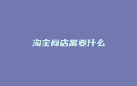 淘宝网店需要什么