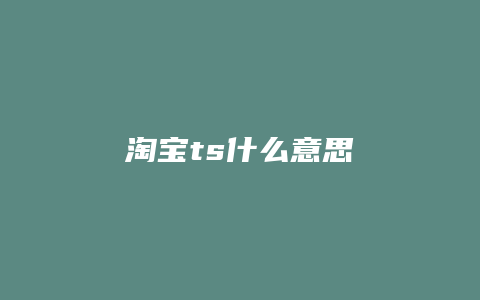 淘宝ts什么意思