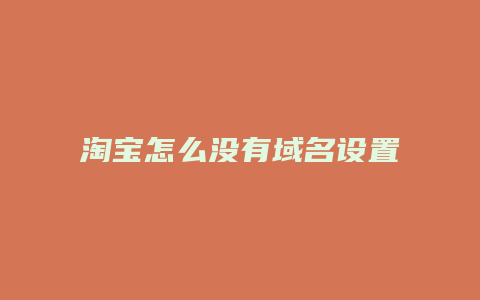 淘宝怎么没有域名设置了