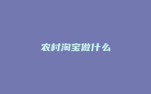 农村淘宝做什么