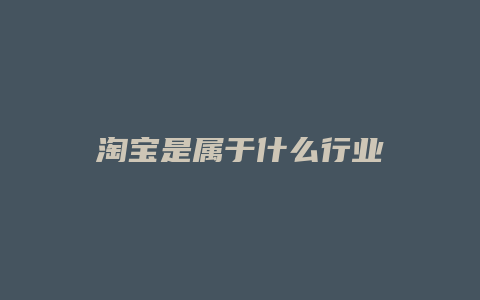 淘宝是属于什么行业