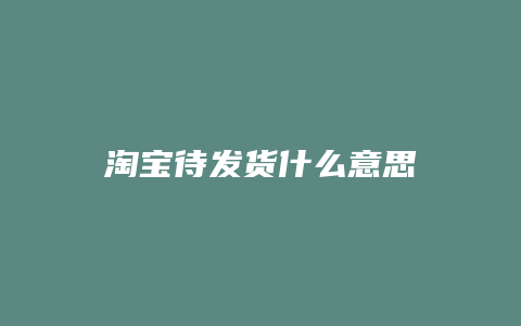 淘宝待发货什么意思