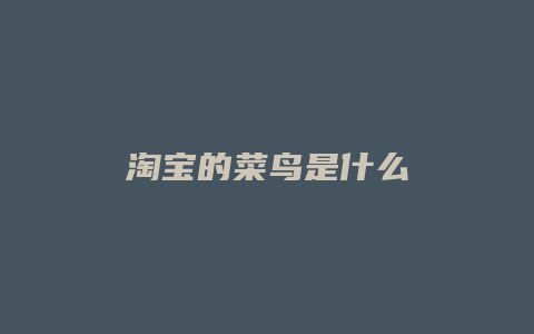 淘宝的菜鸟是什么