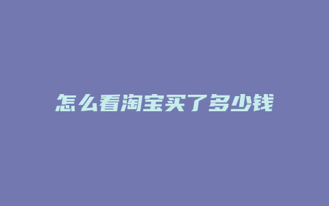 怎么看淘宝买了多少钱东西