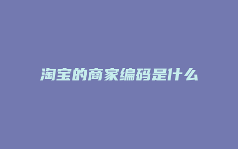 淘宝的商家编码是什么
