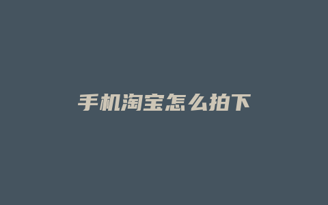 手机淘宝怎么拍下
