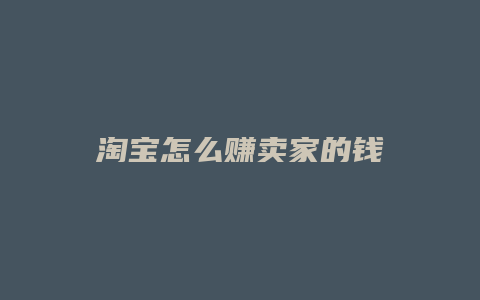 淘宝怎么赚卖家的钱