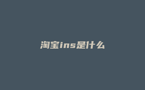淘宝ins是什么