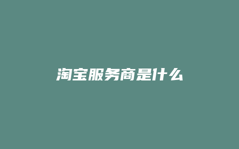淘宝服务商是什么