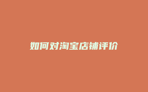 如何对淘宝店铺评价