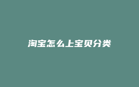 淘宝怎么上宝贝分类