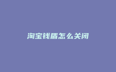 淘宝钱盾怎么关闭