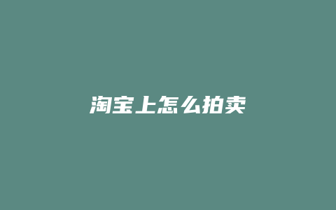 淘宝上怎么拍卖
