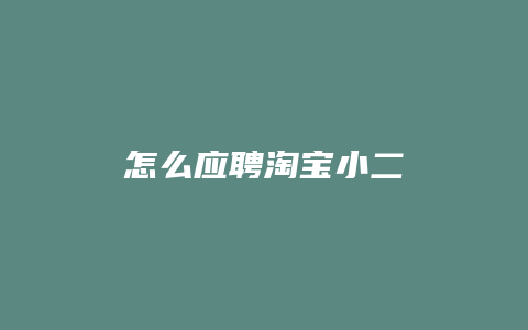 怎么应聘淘宝小二