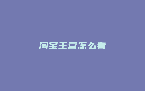 淘宝主营怎么看
