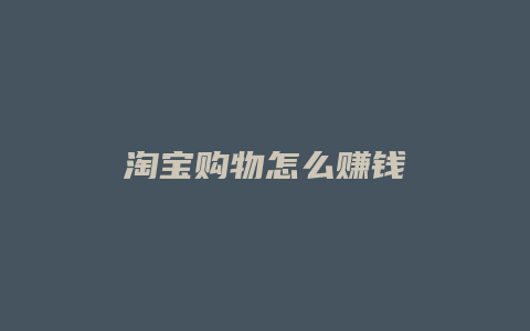 淘宝购物怎么赚钱