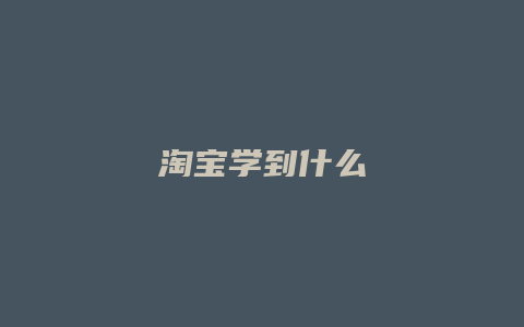 淘宝学到什么