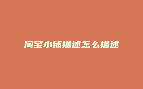 淘宝小铺描述怎么描述