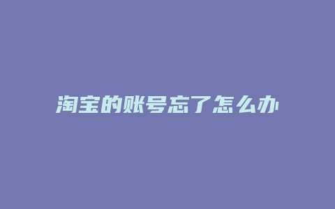 淘宝的账号忘了怎么办