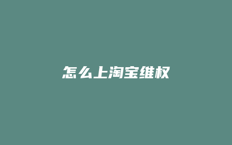 怎么上淘宝维权