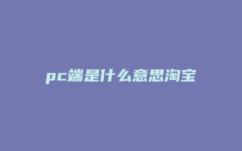 pc端是什么意思淘宝