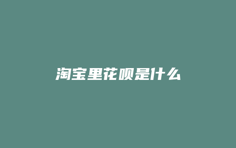 淘宝里花呗是什么