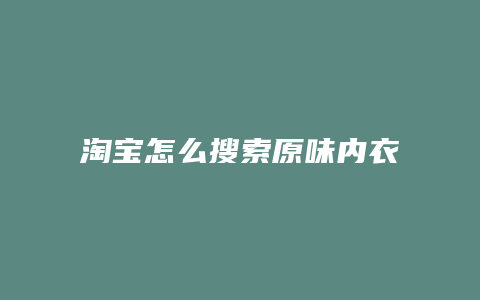 淘宝怎么搜索原味内衣