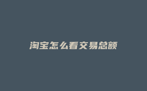 淘宝怎么看交易总额