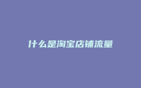 什么是淘宝店铺流量