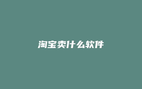 淘宝卖什么软件