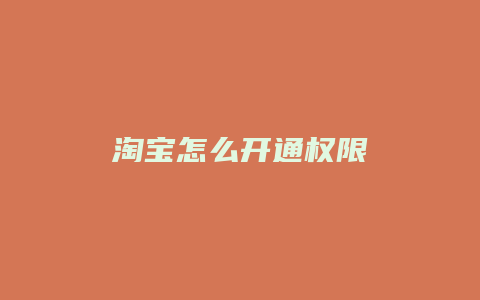 淘宝怎么开通权限