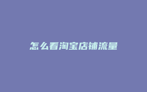 怎么看淘宝店铺流量