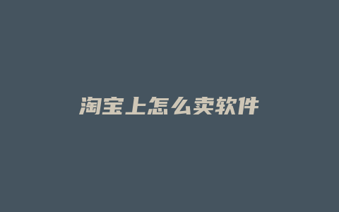 淘宝上怎么卖软件