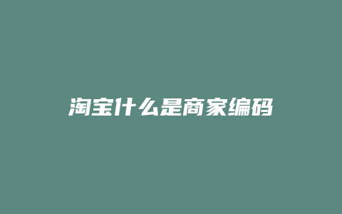 淘宝什么是商家编码
