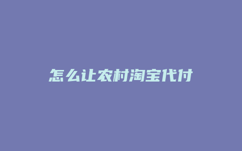 怎么让农村淘宝代付