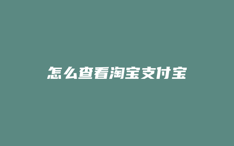 怎么查看淘宝支付宝