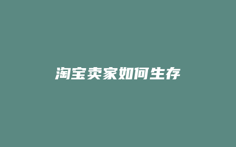 淘宝卖家如何生存