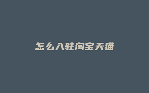 怎么入驻淘宝天猫