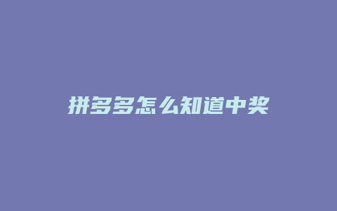 拼多多怎么知道中奖