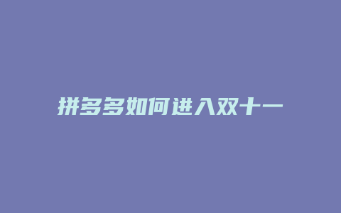 拼多多如何进入双十一