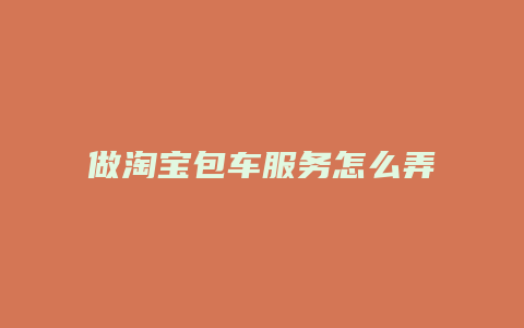 做淘宝包车服务怎么弄