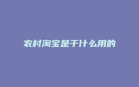 农村淘宝是干什么用的