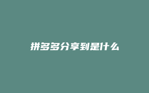 拼多多分享到是什么