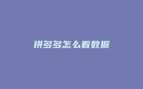 拼多多怎么看数据